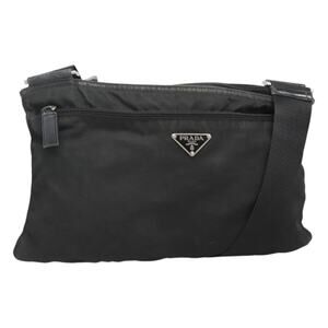 PRADA Shoulder Bag Nylon Black Silver